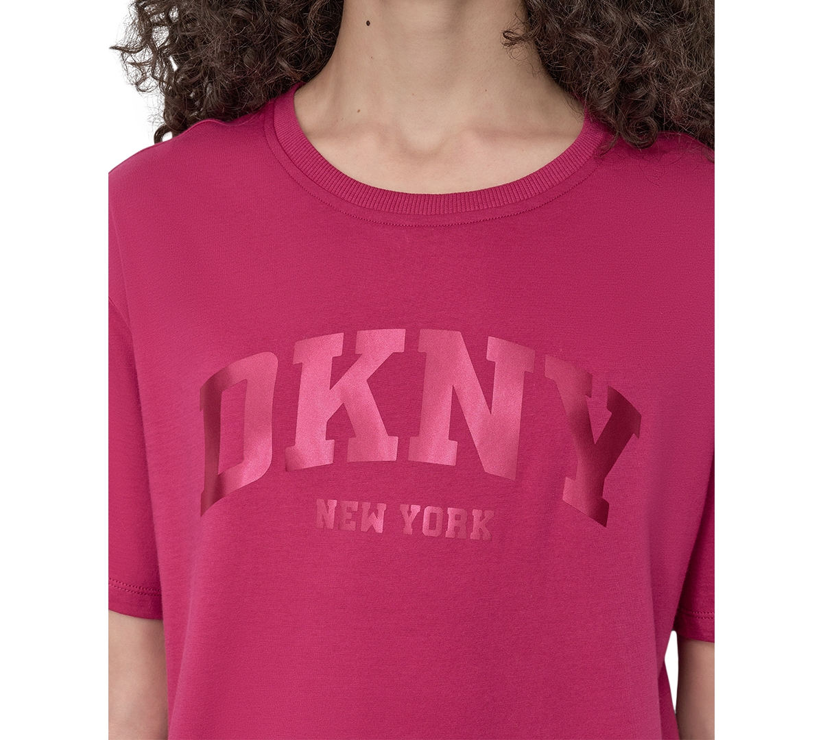 Dkny Sport Women's Varsity Satin Logo Oversized Cotton T-shirt In Pink