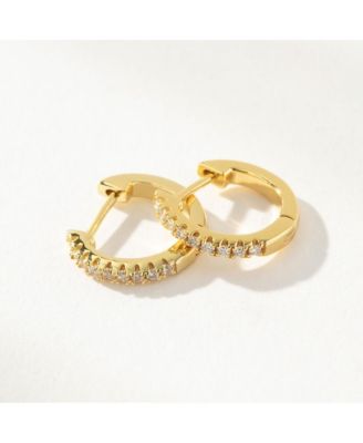 14K Gold-Plated Tiny Huggie Earrings, 0.55"