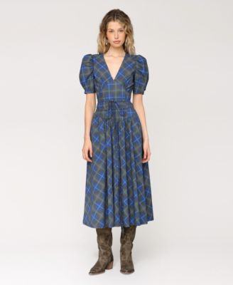 Avec Les Filles - Women's Cotton-Blend Printed Fit & Flare Dress