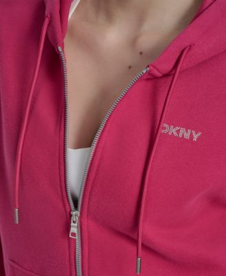 Women's Studded Mini-Logo Full-Zip Fleece Hoodie