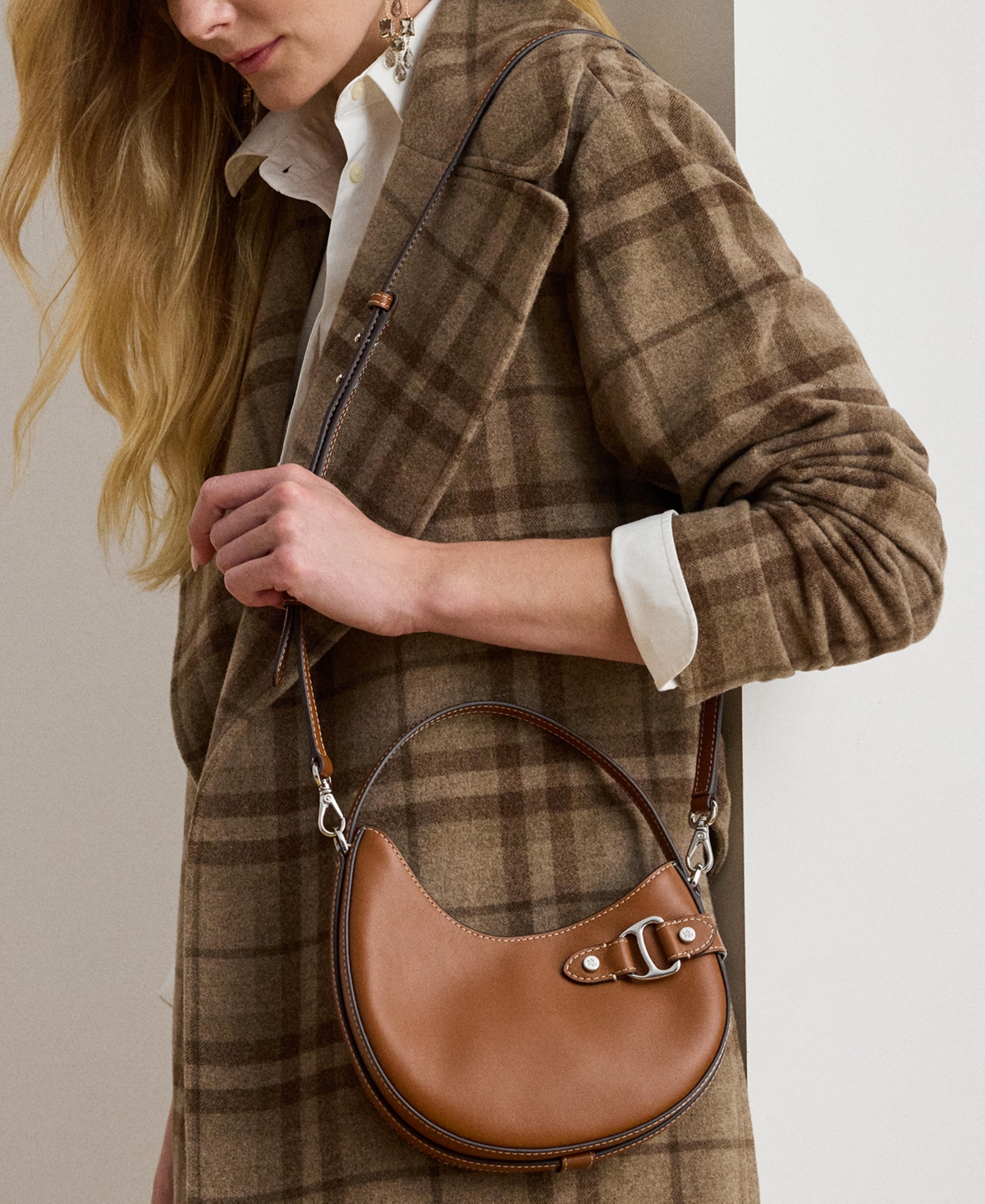 Ralph Lauren Leather Mini Tasha Crossbody Bag In Brown