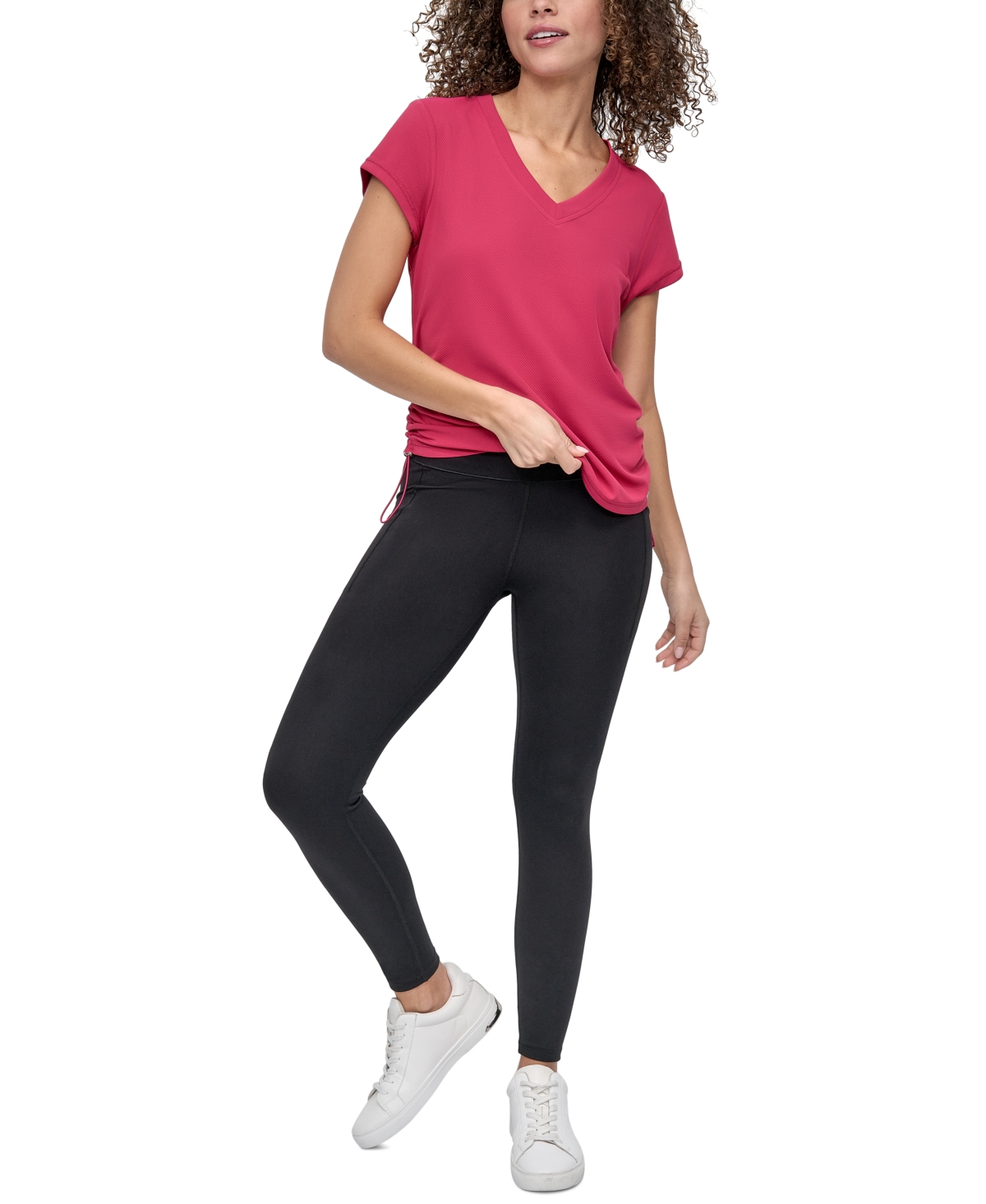 Dkny Side Ruched Tech T-shirt In Pink