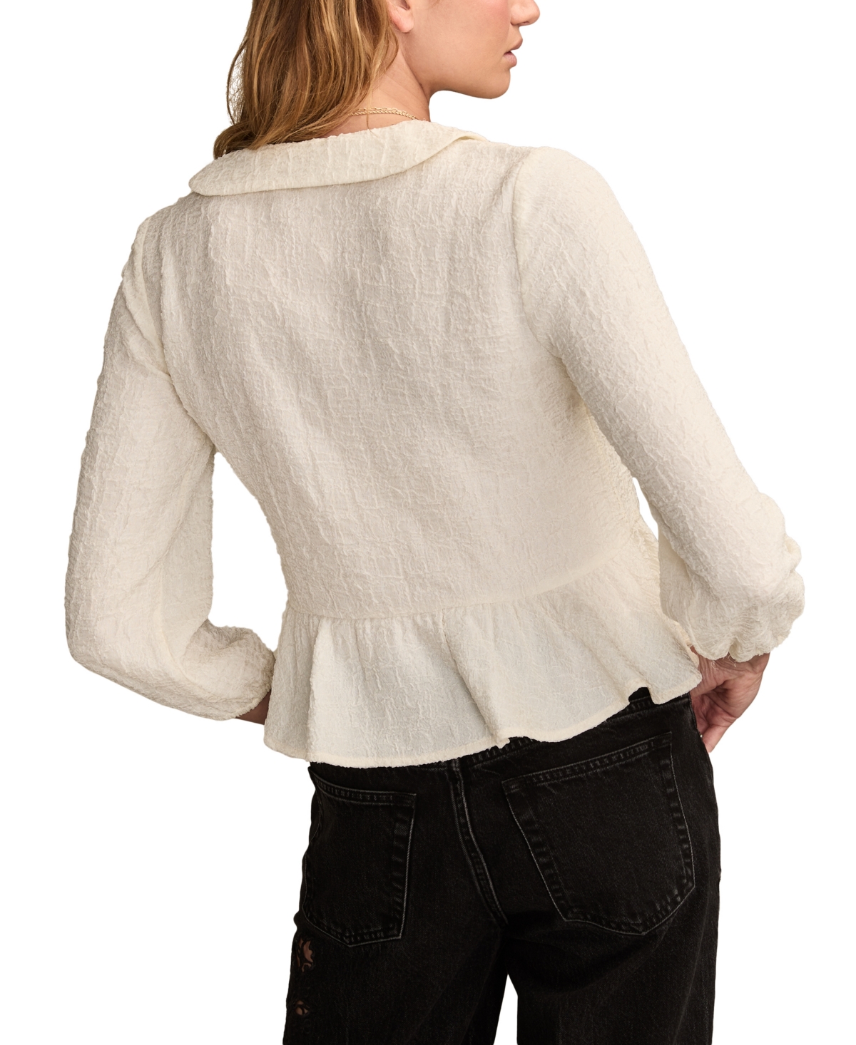 Lucky Brand Women's Crinkled Peter Pan Collar Blouse In Multi