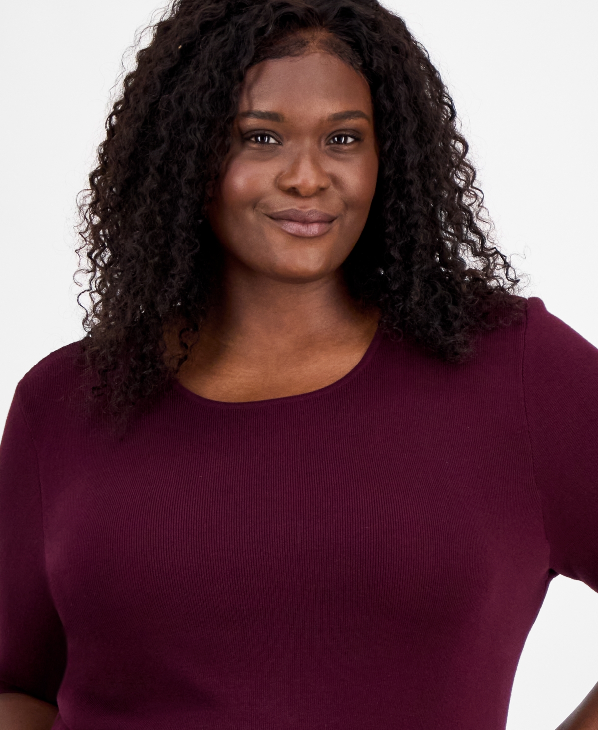 Tahari Asl Plus Size Sweater T-shirt In Purple