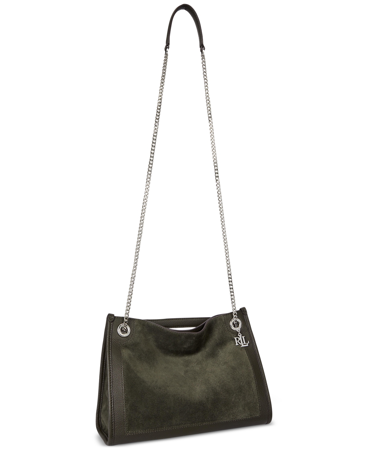 Ralph Lauren Suede & Leather Small Bradley Tote Bag In Green