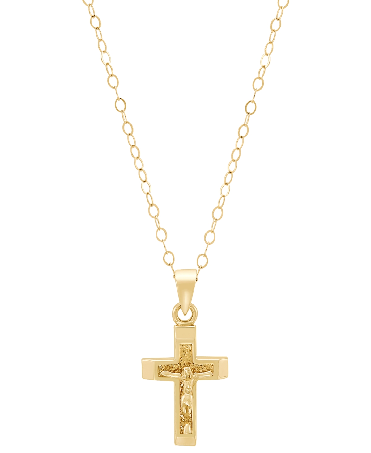 Crucifix Raised Christ Figure Cross 15" Pendant Necklace in 14k Gold - 14K Yellow Gold
