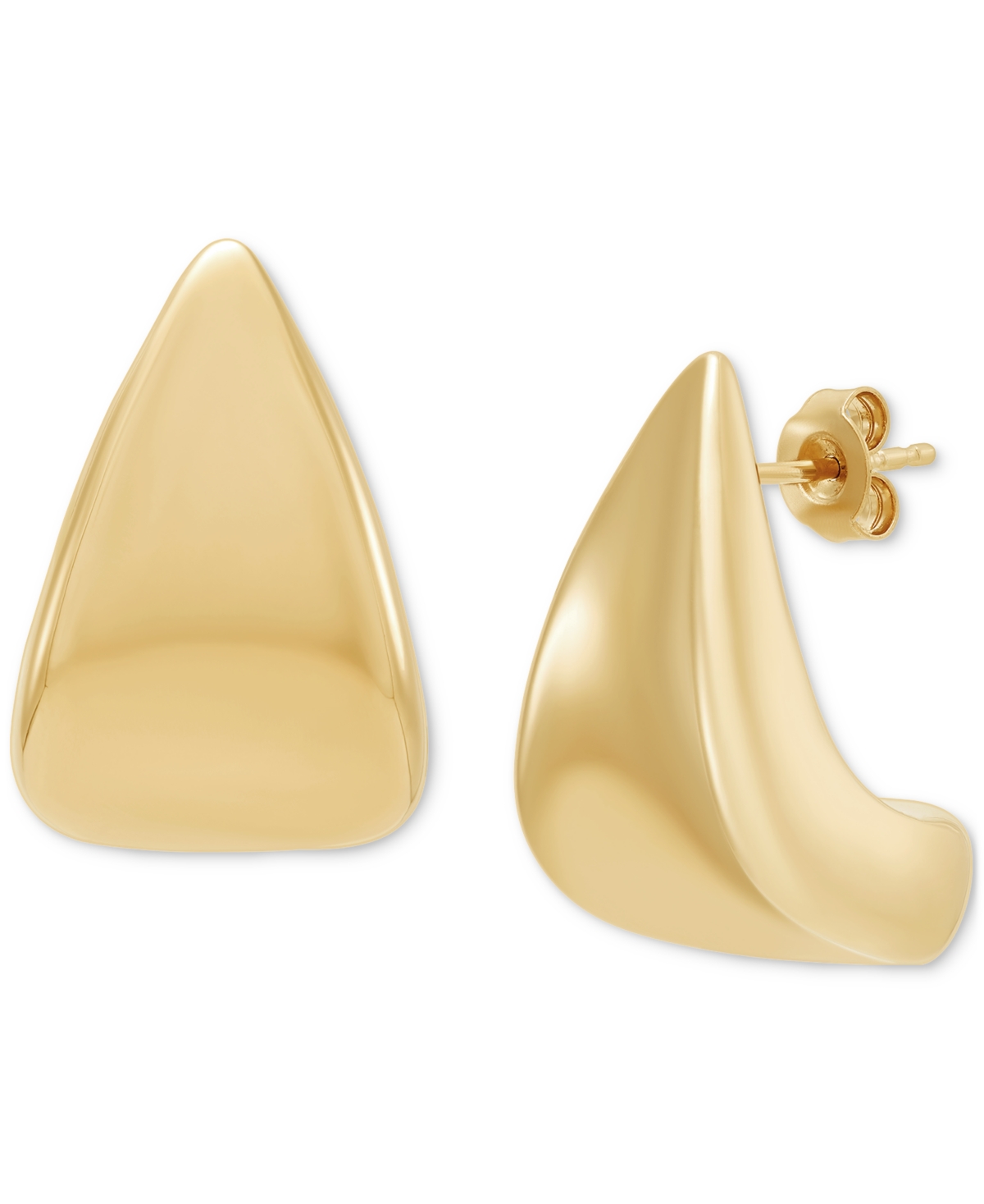 Polished Graduated Curved Bar Stud Earrings in 14k Gold - 14K Yellow Gold
