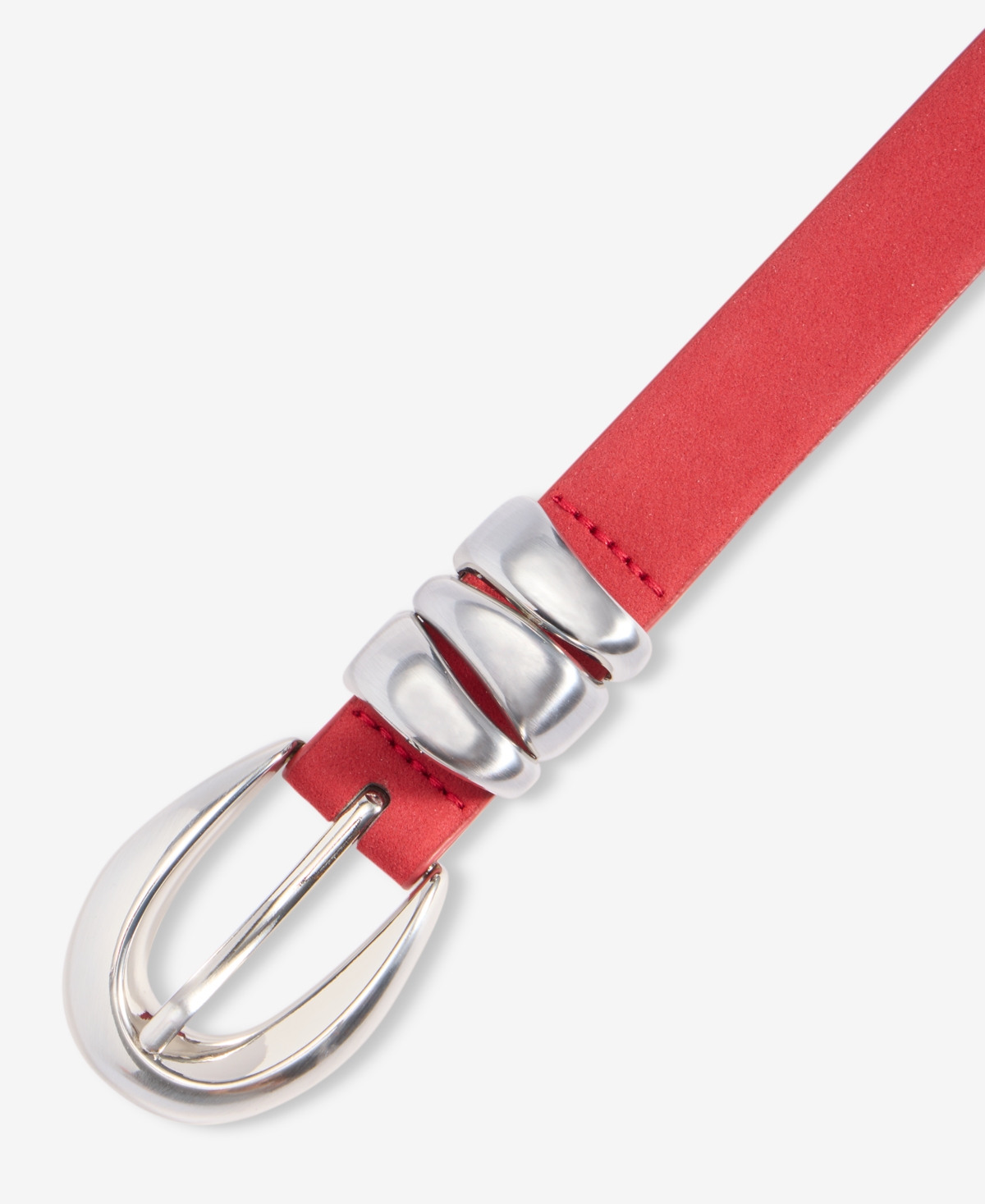 On 34th Faux-suede Sculpture Buckle Belt, Macy's Exclusive In Pink