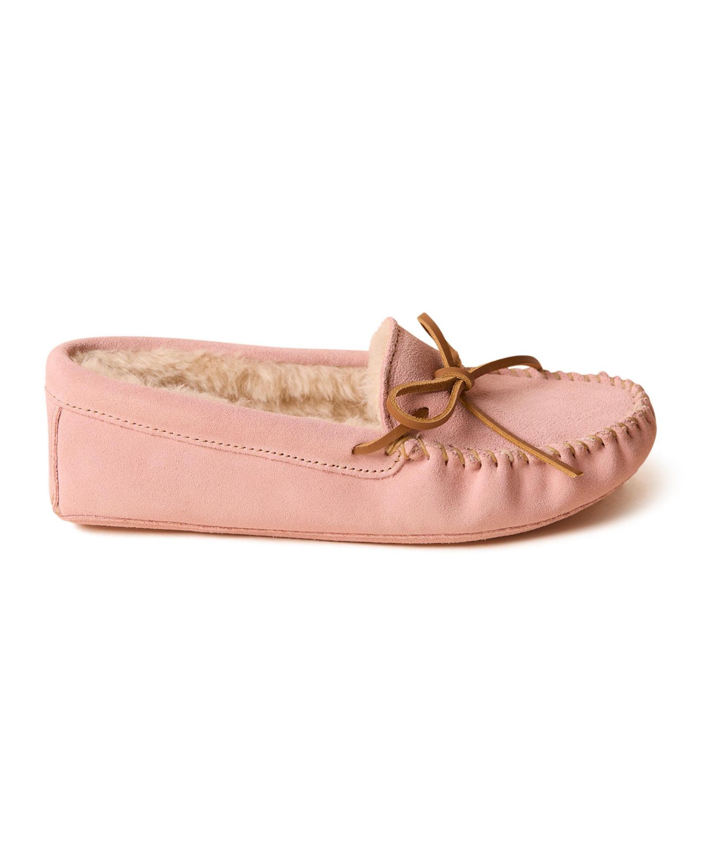 Женские тапочки Minnetonka Suede Pile Lined Softsole Slippers, цвет: Пудровый — фото 2