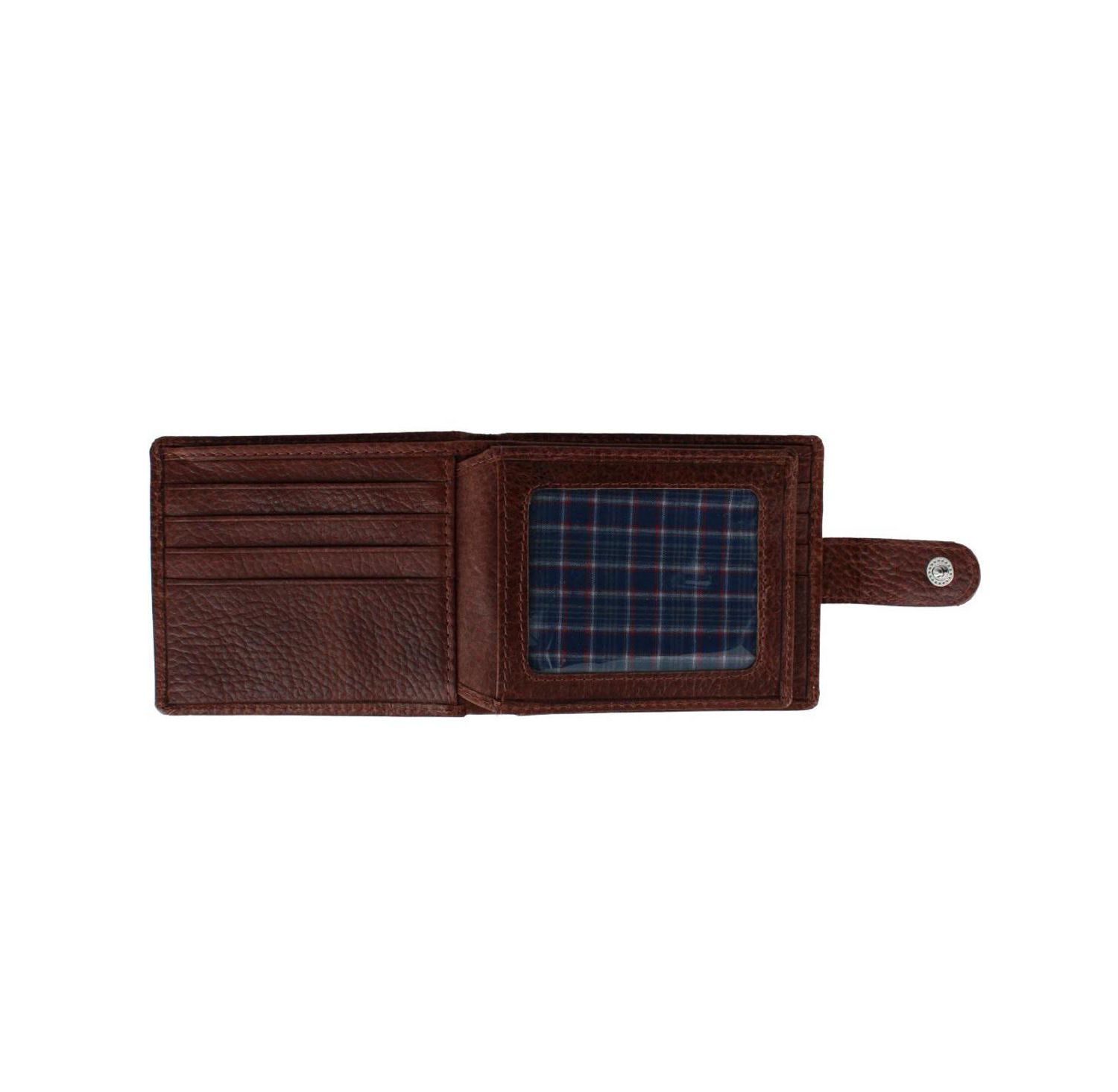Men's Parker Pebbled Leather Bi-Fold Wallet with ID Window and Fastener