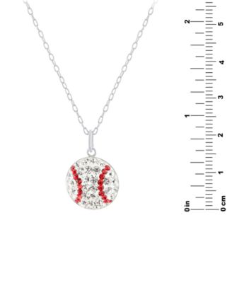 Crystal Baseball 18" Pendant Necklace in Sterling Silver, Exclusively at Macy's