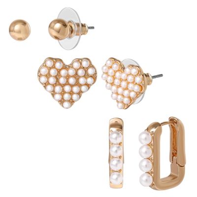 Pearl Stud Earring Set of 3