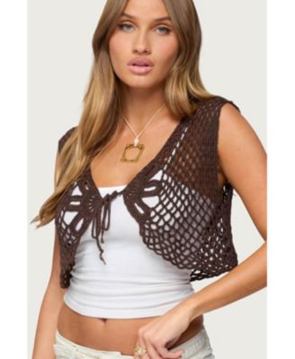 Women's Kelcie Tie Front Crochet Shrug