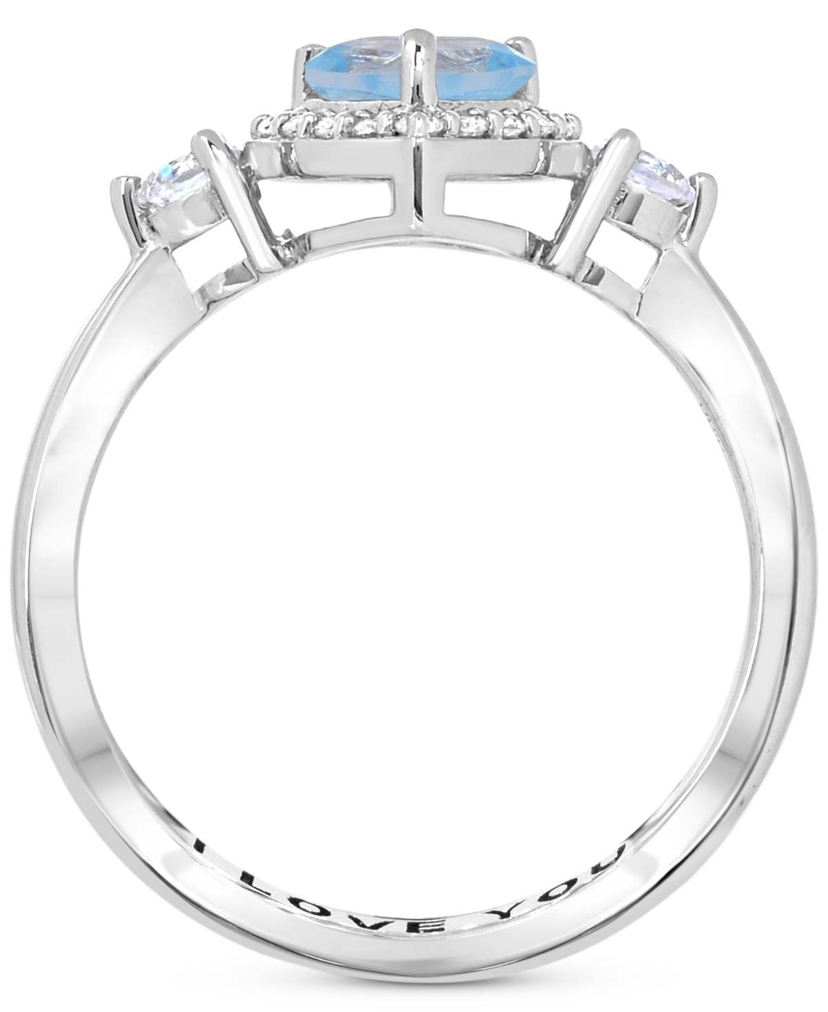 Macy's Amethyst (5/8 Ct.t.w.) And White Topaz (1/2 Ct.t.w.) 'i Love You' Message Ring In Sterling Silver In Blue