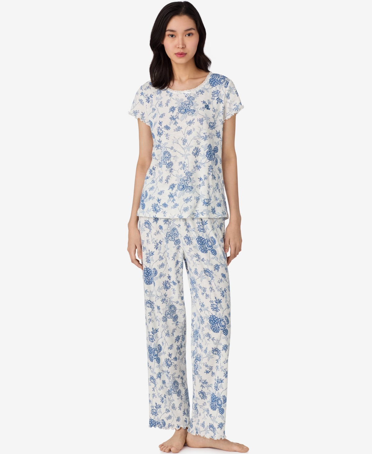 Ralph Lauren Women's Short Sleeve Ankle Pant Pajama Set