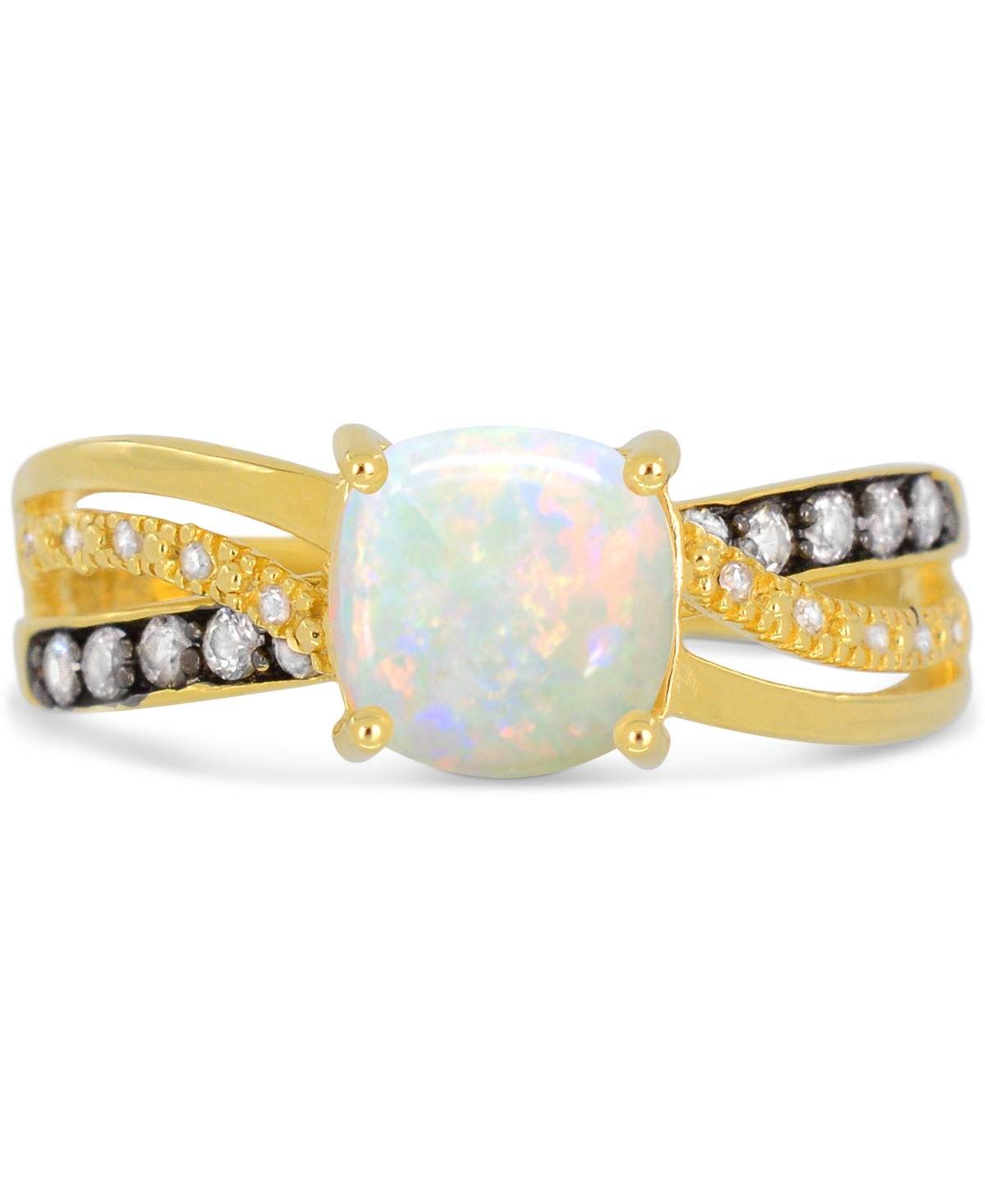 Macy's Lab-grown Ruby (2 Ct. T.w.) & Diamond Accent Swirl Ring In 14k Gold-plated Sterling Silver In White