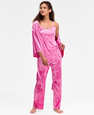 Women's 3-Pc. Crushed Velvet Pajama Set, Macy's Exclusive