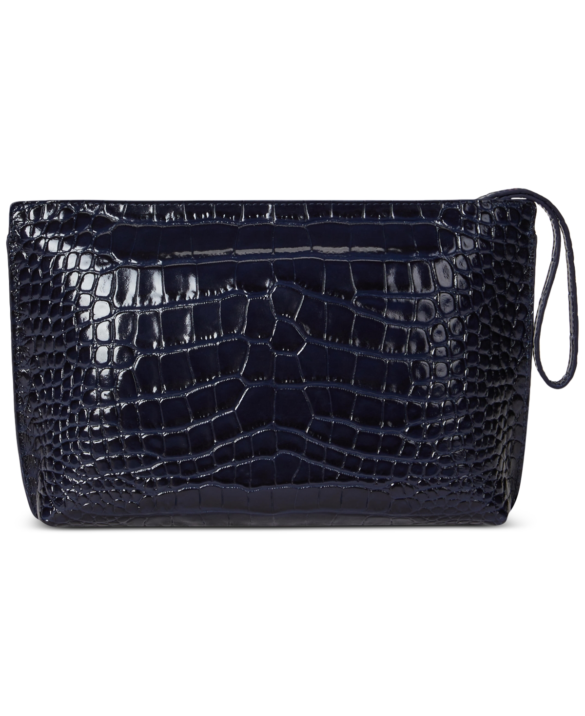 Ralph Lauren Crocodile-embossed Leather Large Pouch In Blue