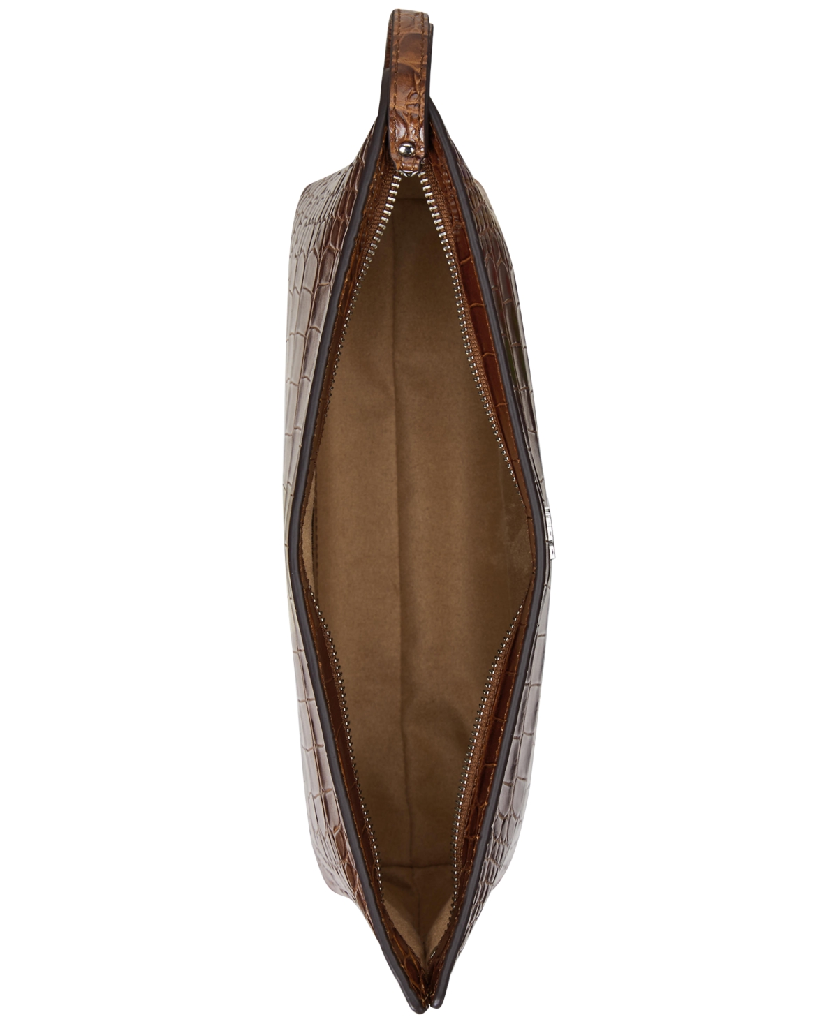 Ralph Lauren Crocodile-embossed Leather Large Pouch In Brown
