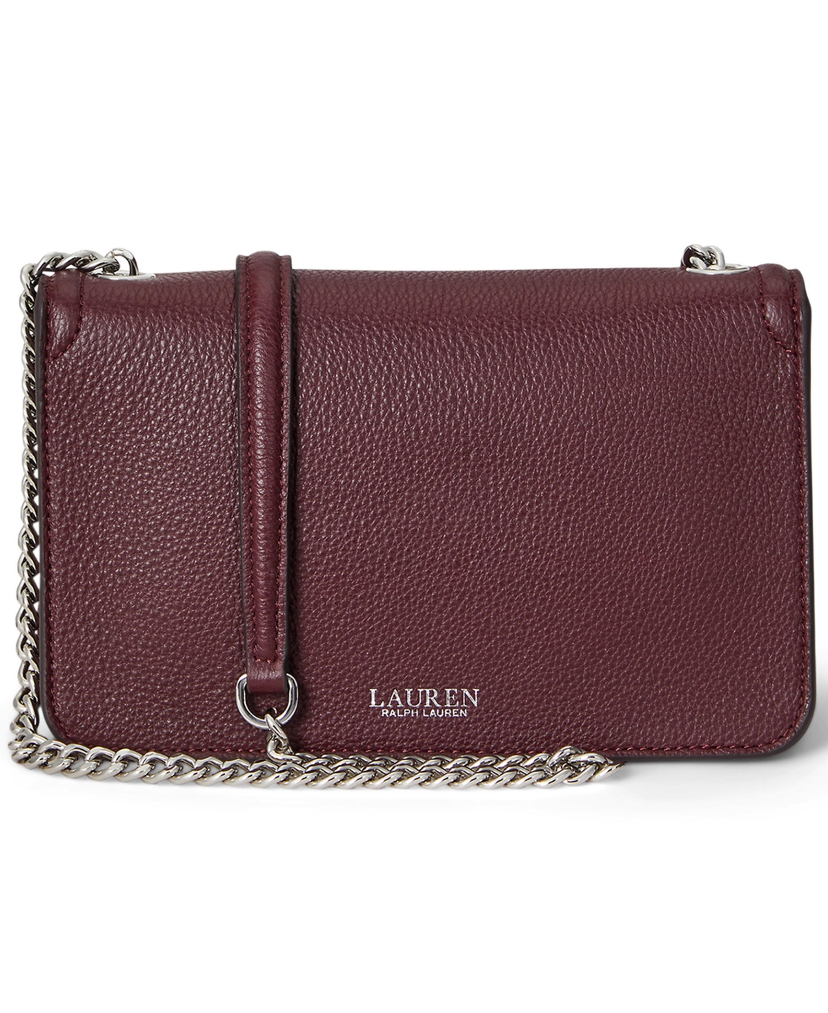 Ralph Lauren Pebbled Leather Bradley Crossbody Wallet In Burgundy