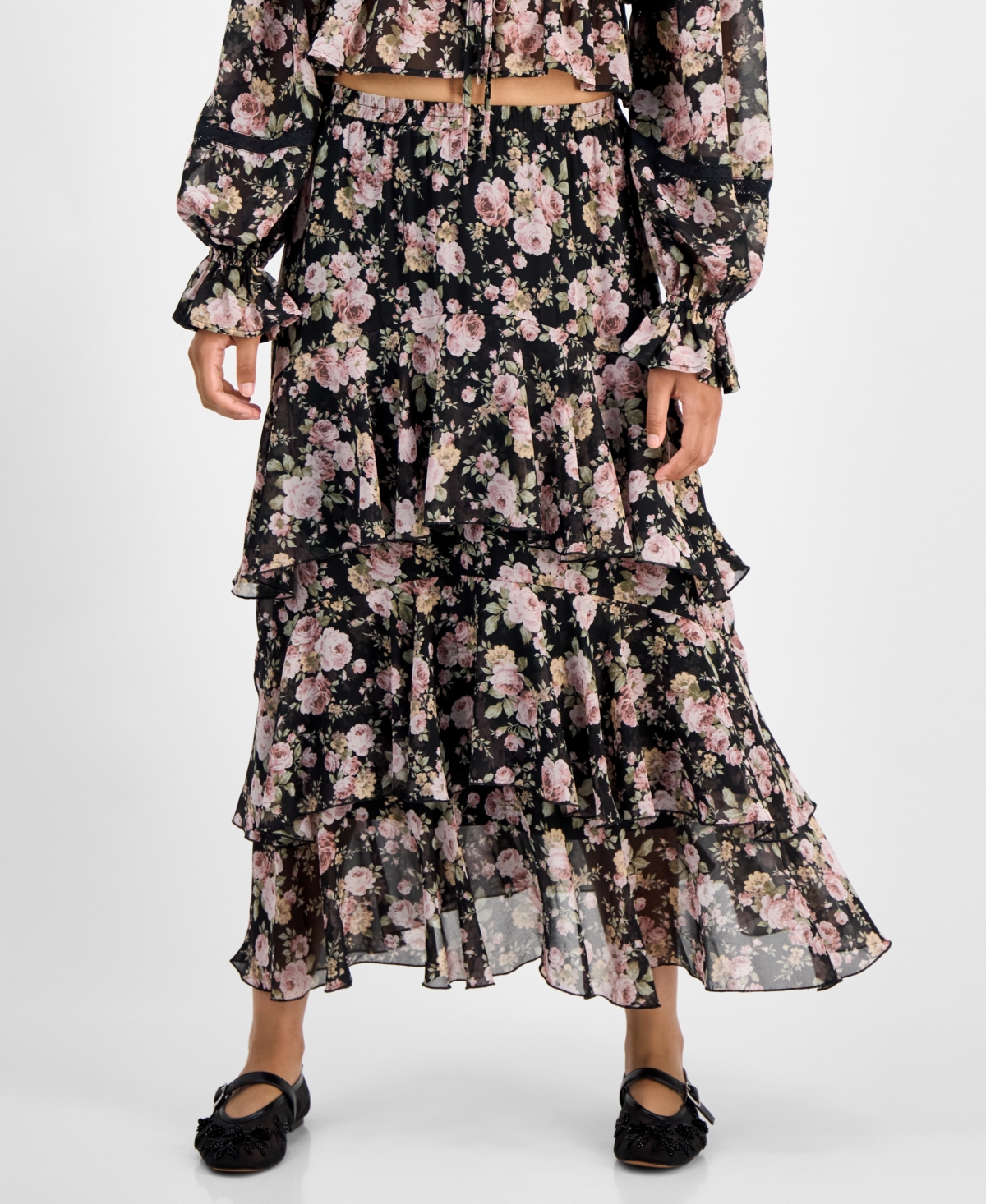 And Now This Women's Tiered Ruffle Midi Skirt, Macy's Exclusive In Multi