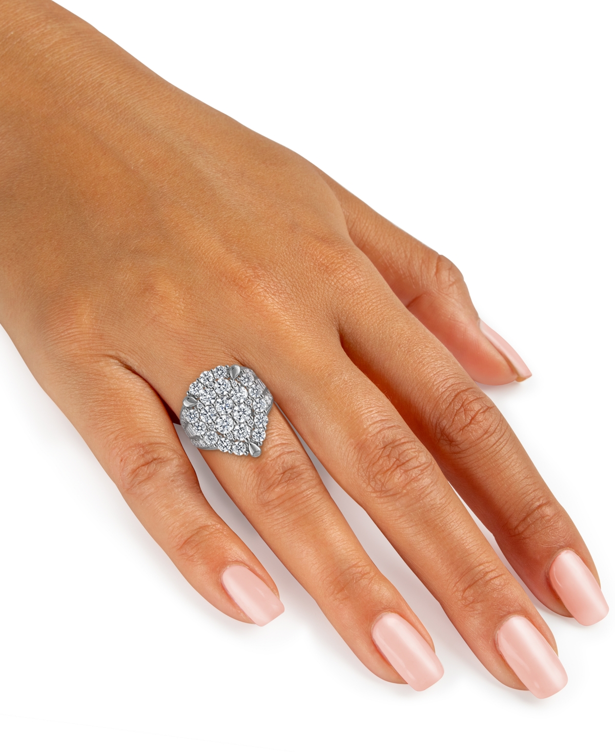 Macy's Diamond Halo Cluster Pear Ring (4 Ct. T.w.) In 14k White Gold In Gold
