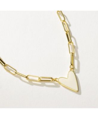 14K Gold-Plated Enamel Heart Necklace