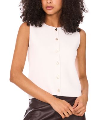 Women's Crewneck Sleeveless Button Sweater