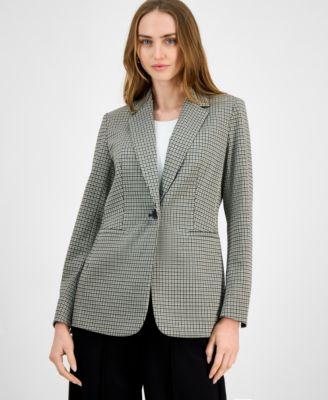 Women's Plaid One-Button Notch-Collar Jacket, Macy's Exclusive