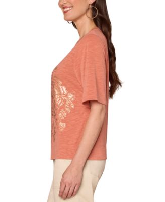 Petite Metallic Graphic Top