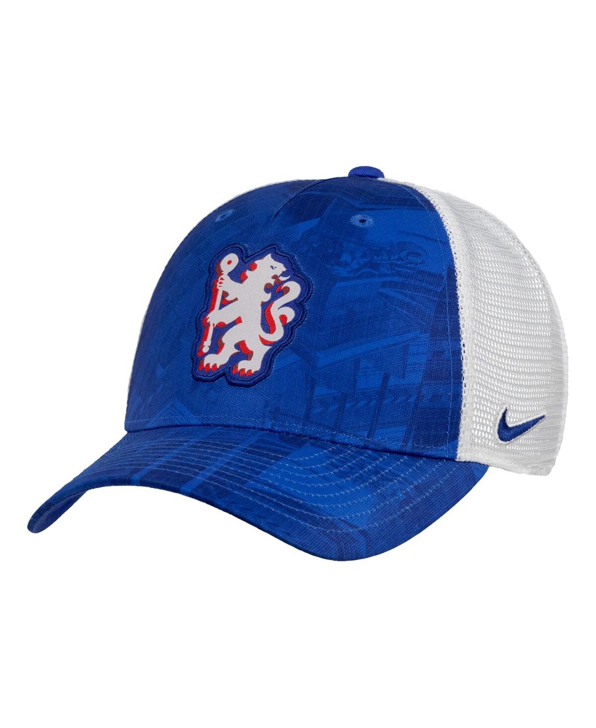 Men's and Women's Blue Chelsea Rise Printed Trucker Adjustable Hat - Blue