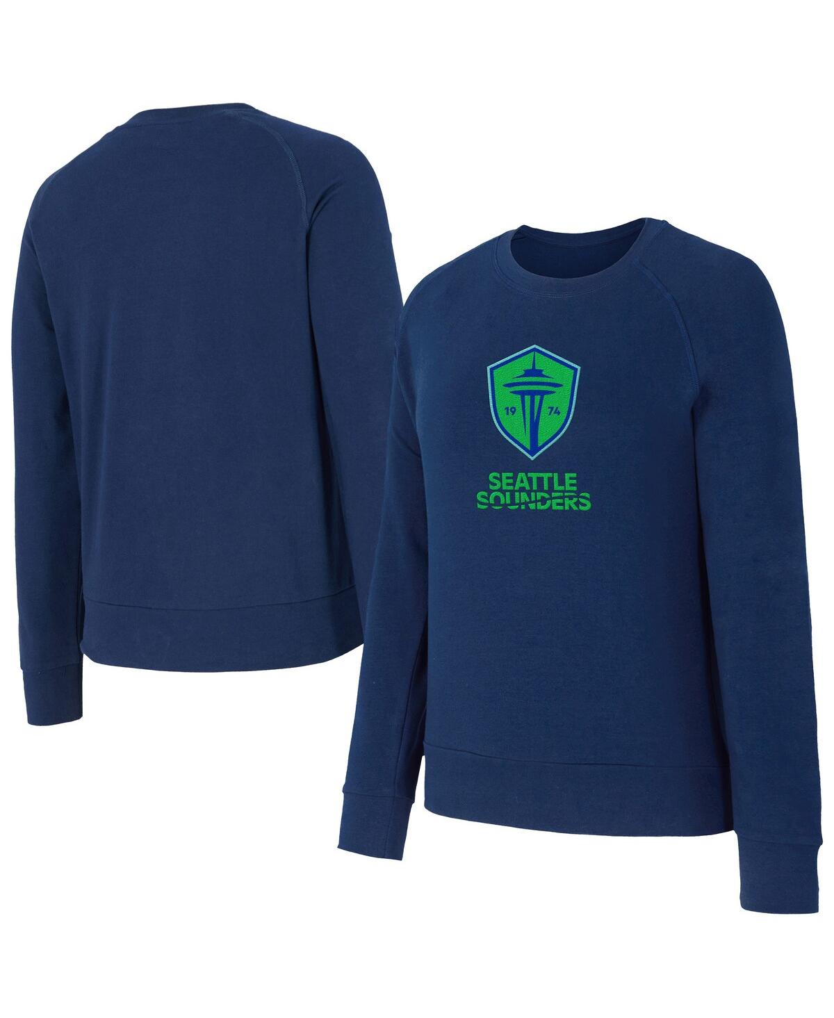 Concepts Sport Women's Blue Seattle Sounders Fc Elevation Tri-blend Long Sleeve Sweatshirt