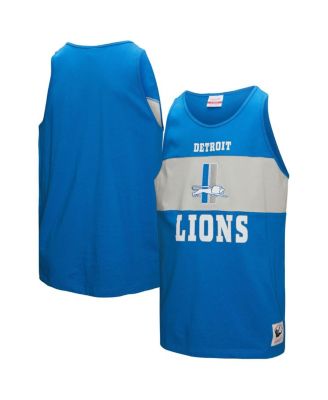 Mitchell & Ness - Men's Blue Detroit Lions Retro Color block Tank Top