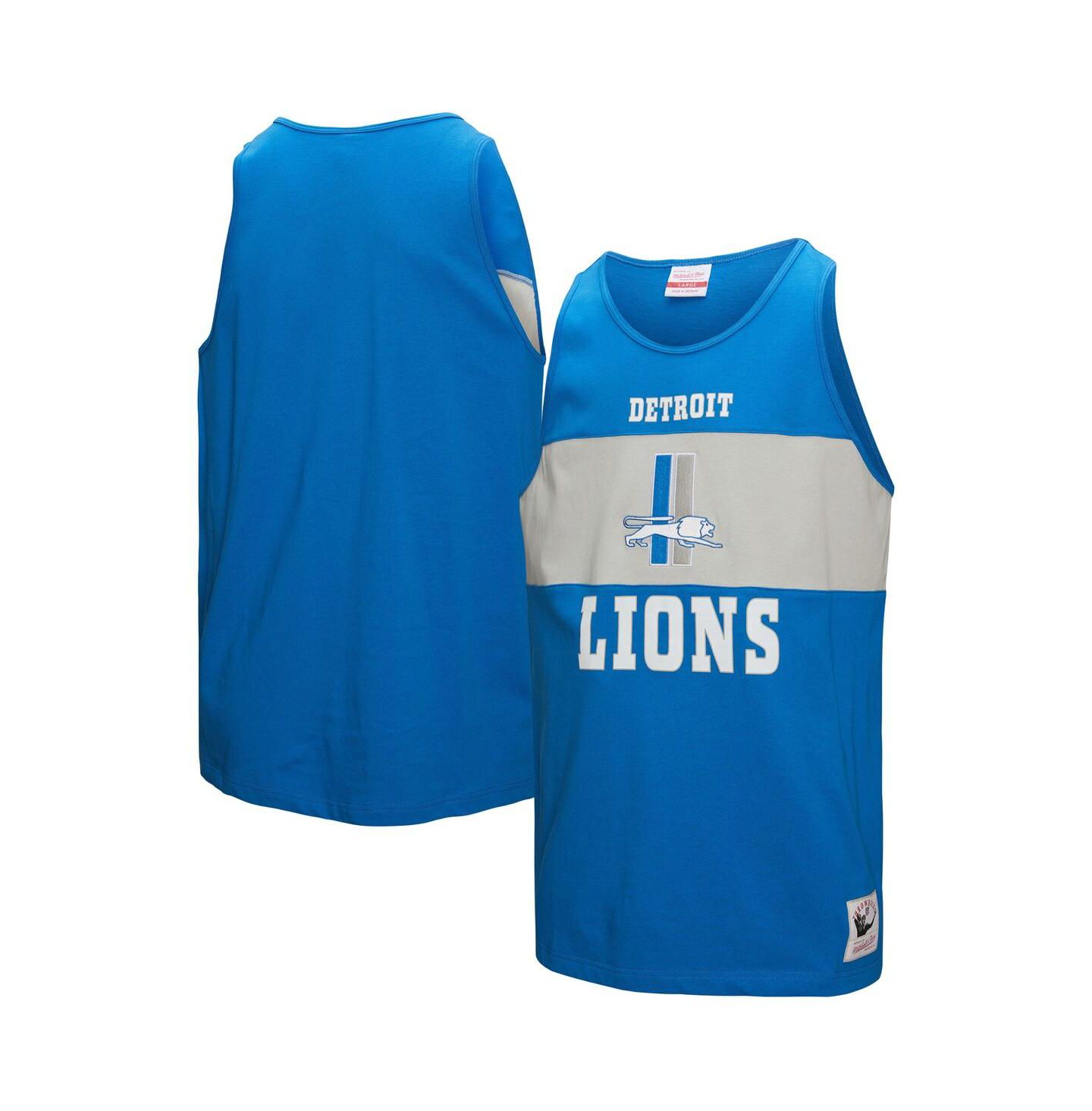 Мужской топ Mitchell & Ness Blue Detroit Lions Retro Color Block — фото 1