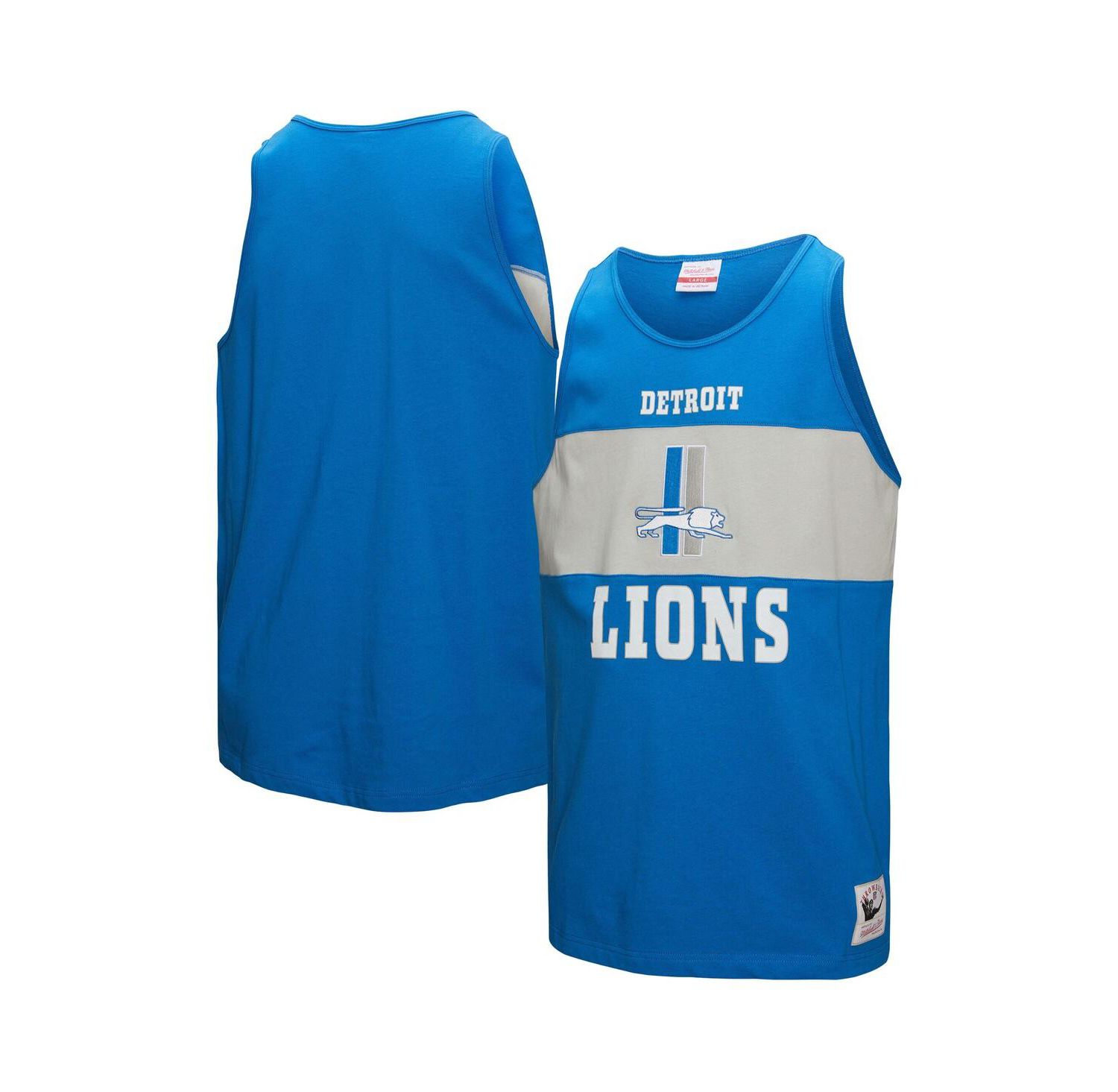 Men's Blue Detroit Lions Retro Color Block Tank Top