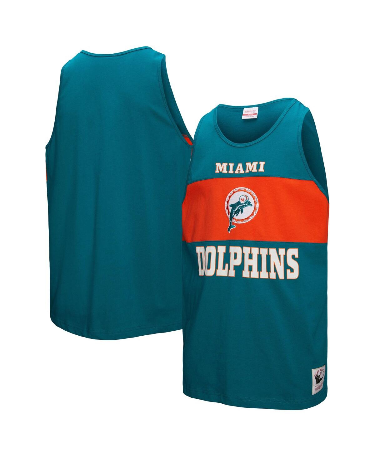 Mitchell & Ness Men's Aqua Miami Dolphins Retro Color Block Tank Top In Blue