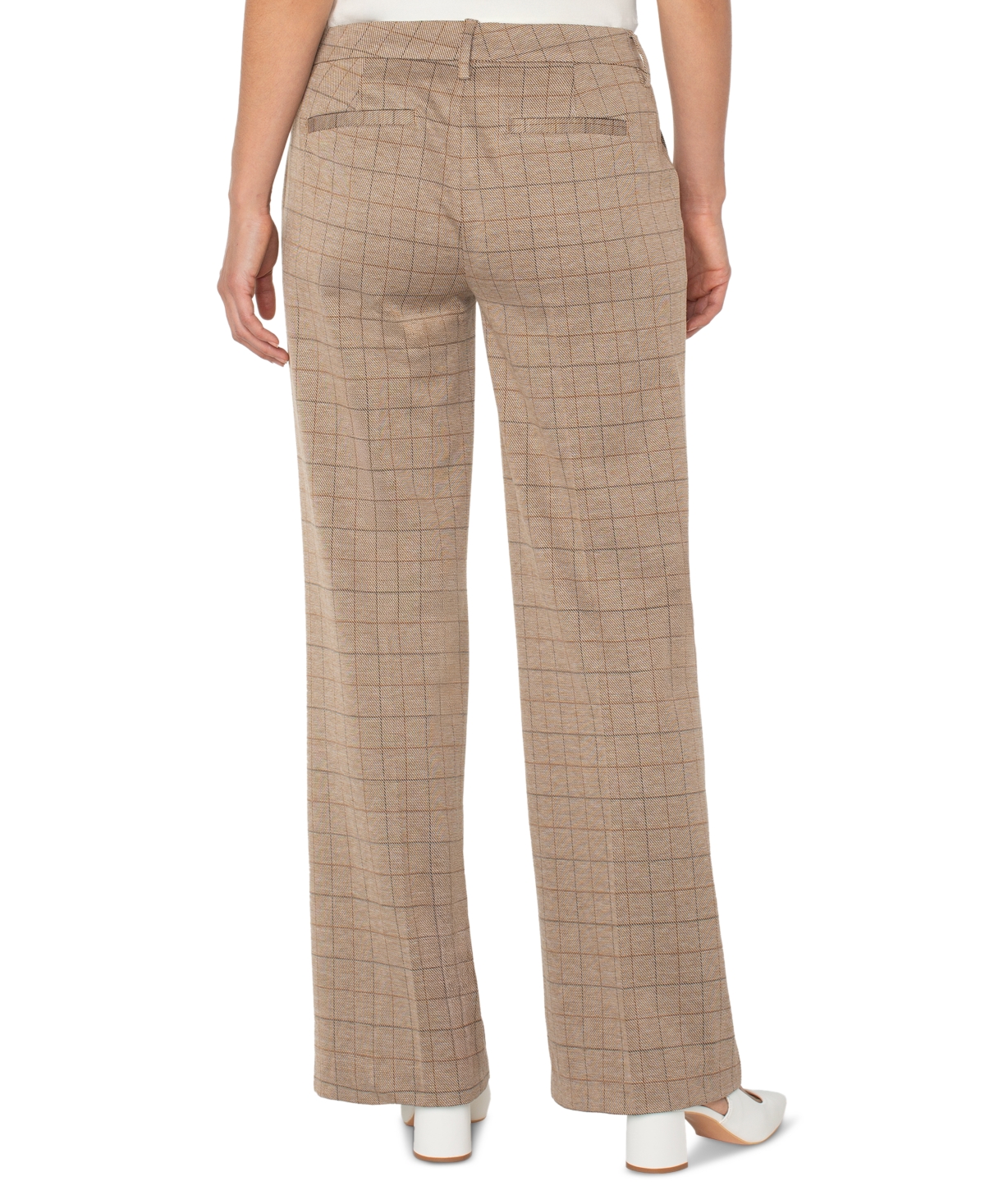 Liverpool Los Angeles Petite Kelsey Check Wide-leg Pants In Neutral