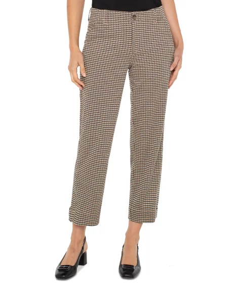 Petite Houndstooth Cropped Utility Pants - Blk/tan Hd
