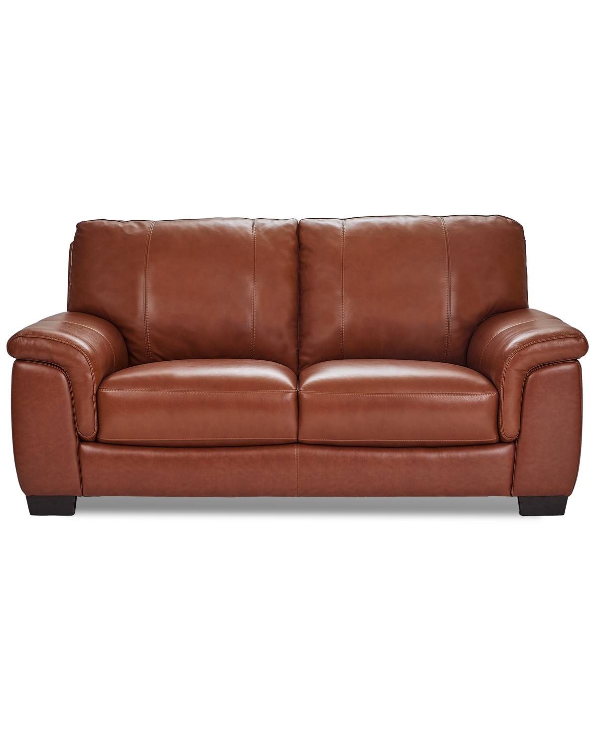 Macy's Cobbie Leather 69" Loveseat,  Exclusive In Brown