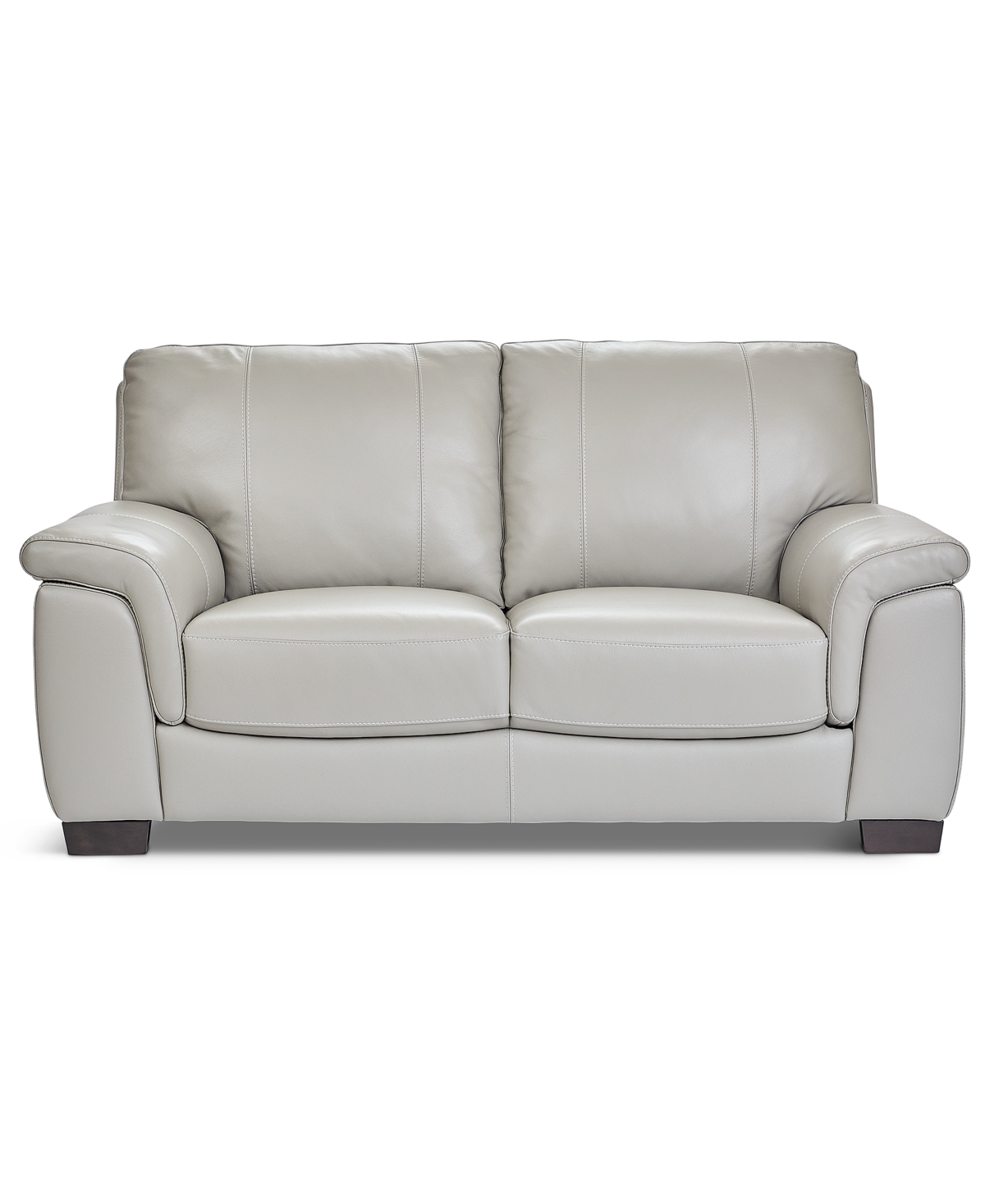 Macy's Cobbie Leather 69" Loveseat,  Exclusive In Gray