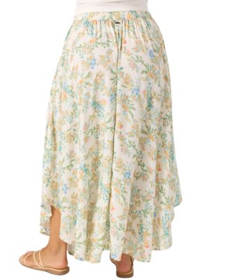 Juniors' Marnie Naomi Floral-Print Asymmetric-Hem Skirt 