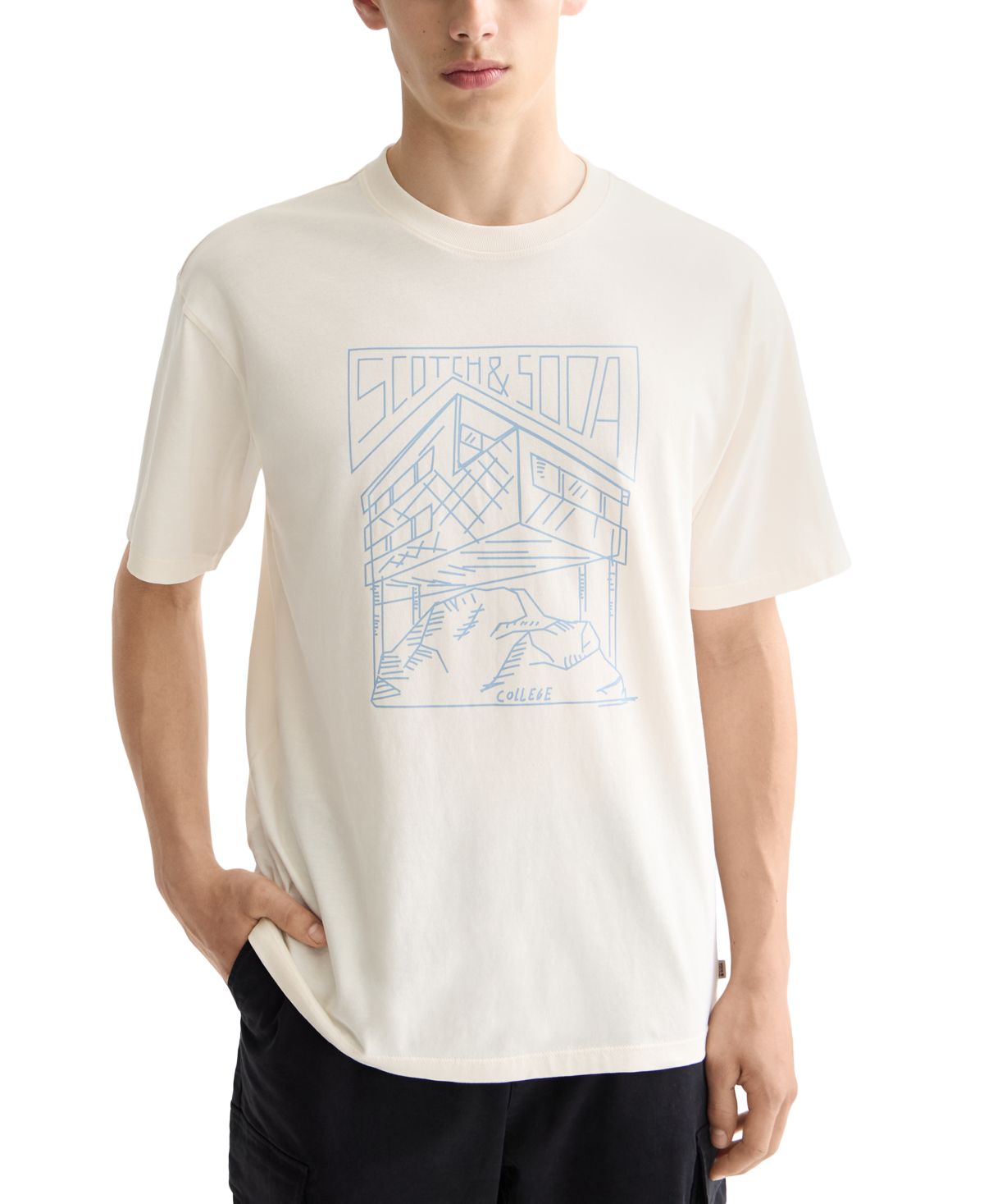 Мужская футболка свободного покроя с коротким рукавом и круглым вырезом с графическим логотипом