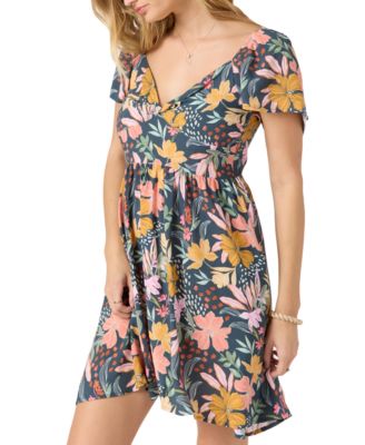 Juniors' Carina Floral-Print V-Neck Mini Dress