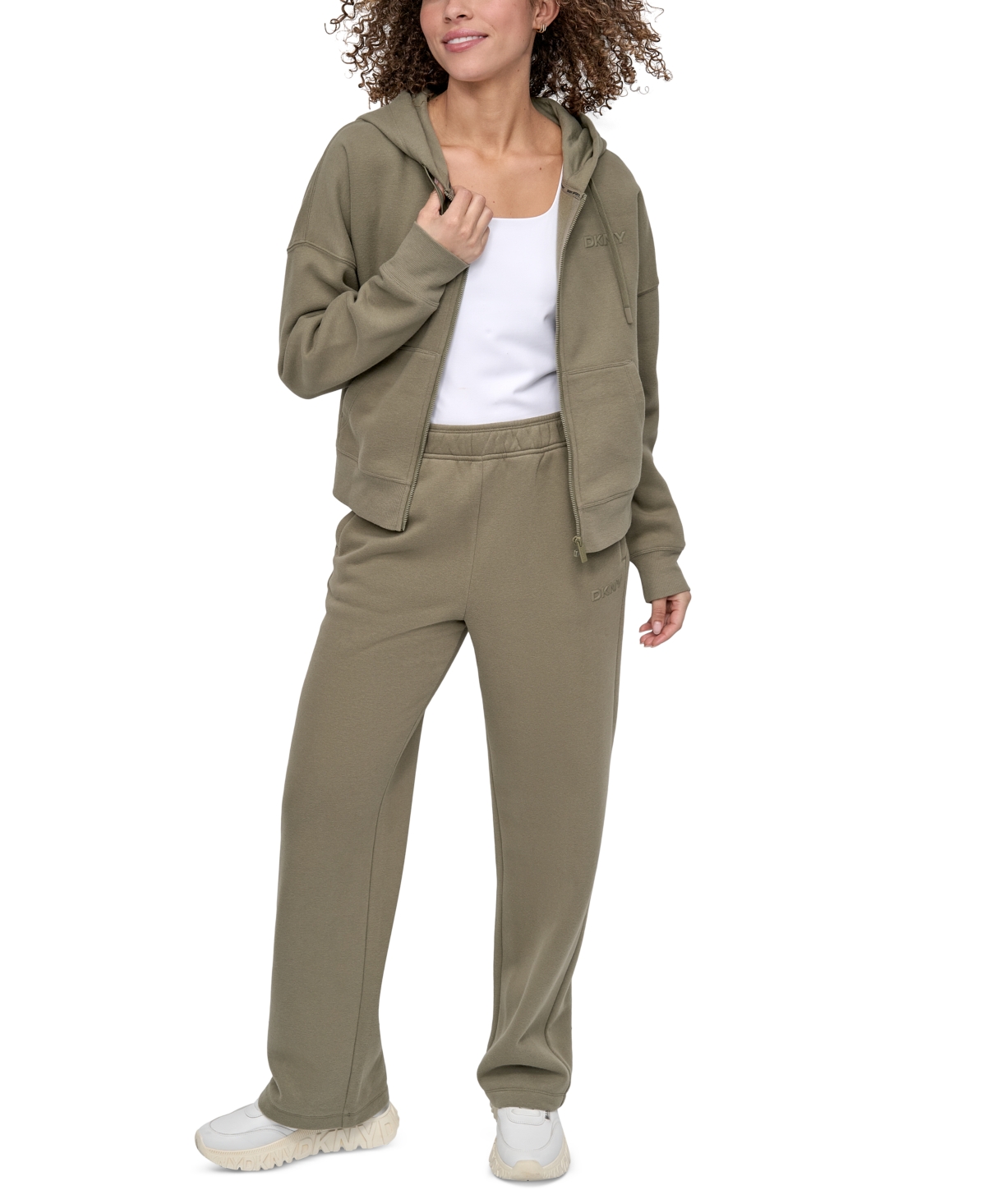Dkny Women's Silicone Logo Full-zip Hoodie In Green