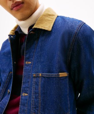 Men's Indigo Denim Cord Trim Chore Jacket