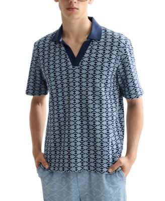 SCOTCH & SODA - Men's Relaxed Fit Short Sleeve Geo Print Polo Shirt