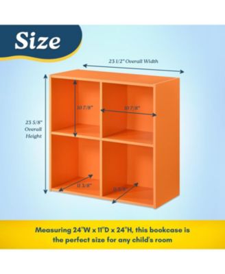 George 4-Cube Children's Bookcase, Kids Toy Storage Shelf Organizer for Playroom, Bedroom, Nursery School