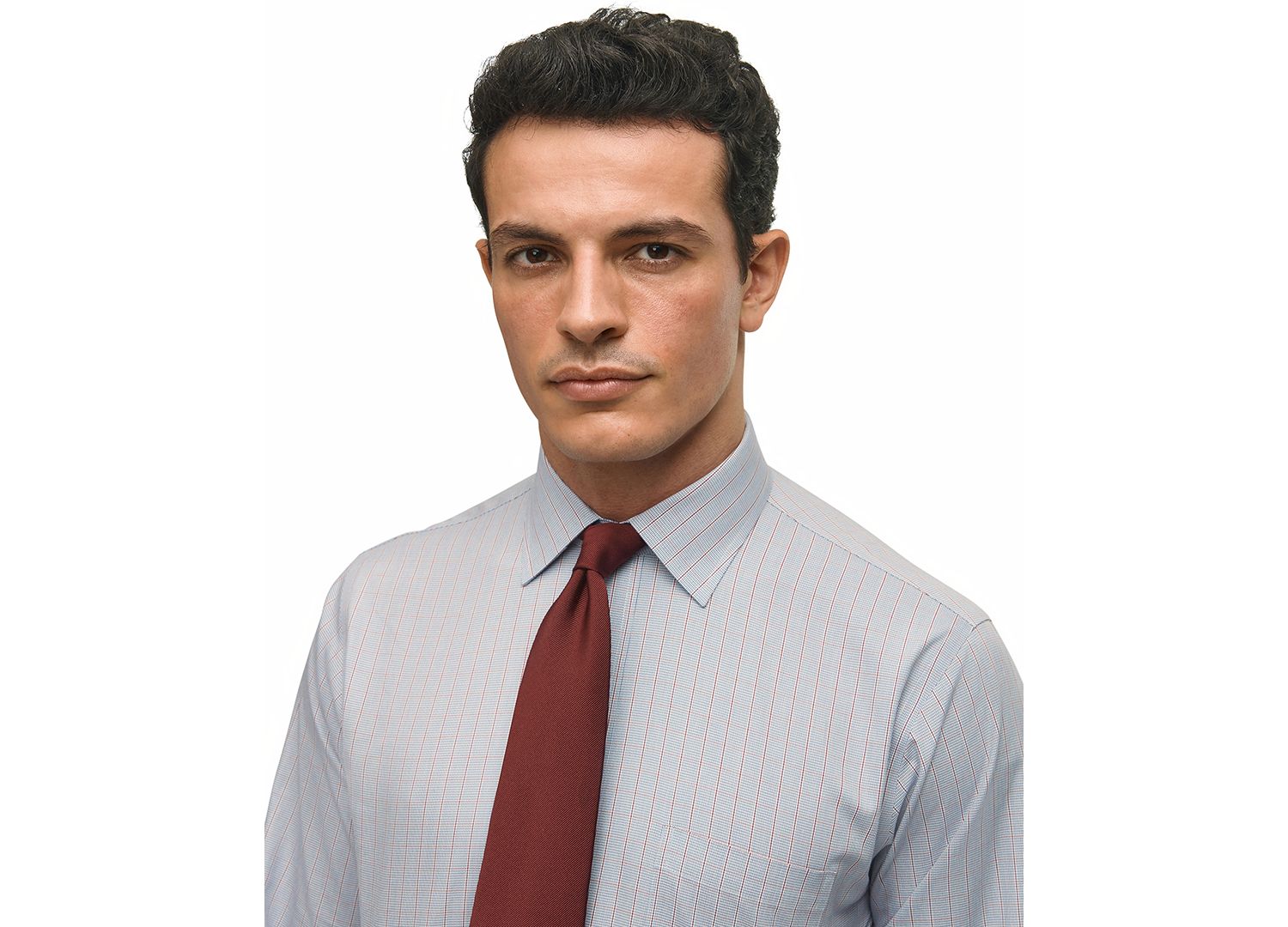 Men's Regular-Fit Spread Collar Grid Check Dress Shirt