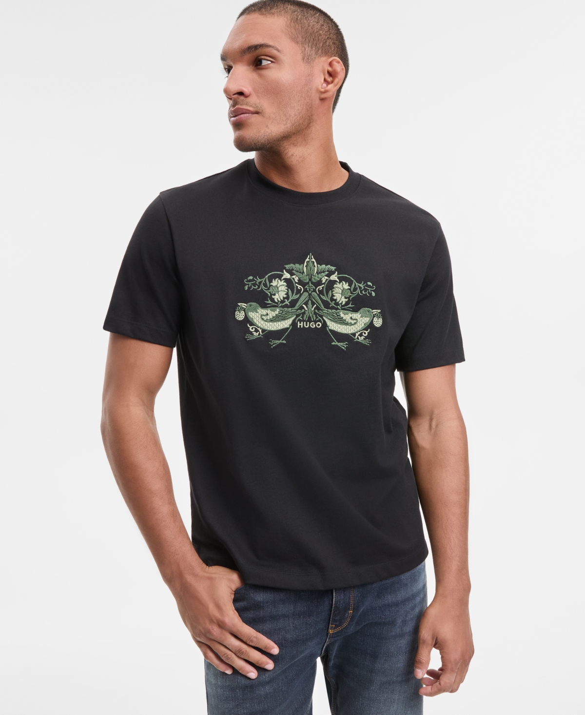 Hugo Boss Men's Denrith Relaxed Fit Short Sleeve Graphic Crewneck T-Shirt