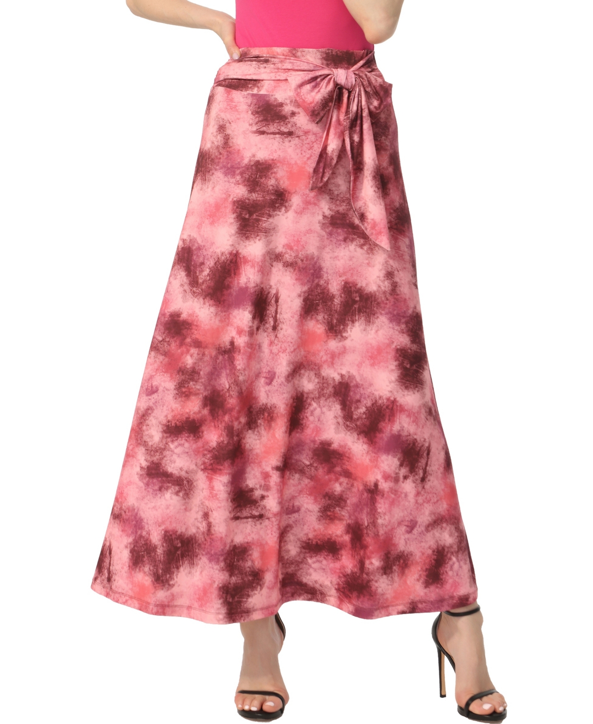 Women's Belted Pull On Maxi Skirt - Rose